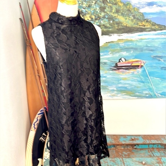 Forever 21 Dresses & Skirts - ⭐️NWT XXI, Black Lace over Black, High Lace Collar,Sexy, Classic,Timeless,Size L